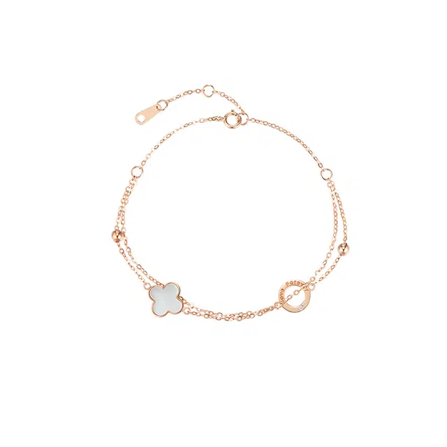 施洛尼 双层四叶草系列 轻奢高级感甜美小清新 玛瑙 玉石项链 女款