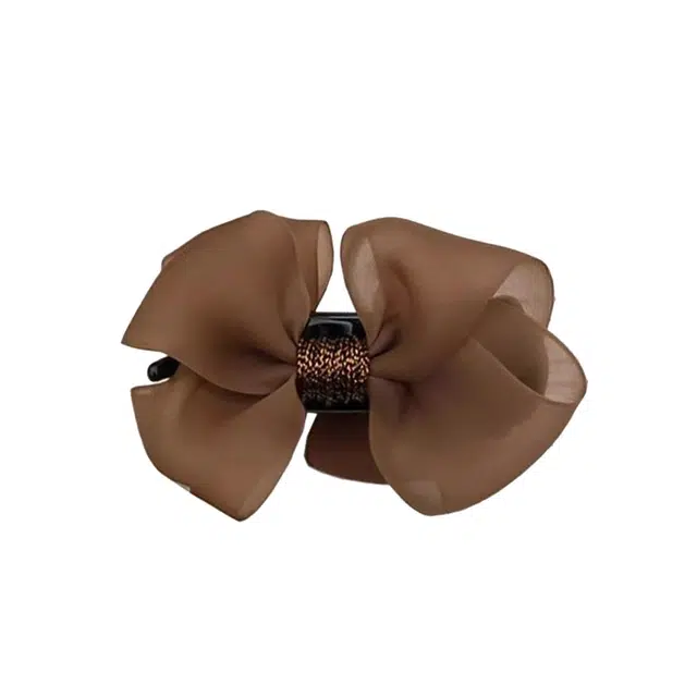 如花梦 在逃公主  蝴蝶结丸子头抓夹 网纱日常百搭 发夹 洗脸化妆盘发用 女款