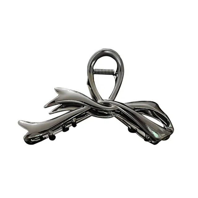 如花梦 蝴蝶结金属设计感抓夹头饰高级感后脑勺大号鲨鱼夹 日常百搭发夹 女款