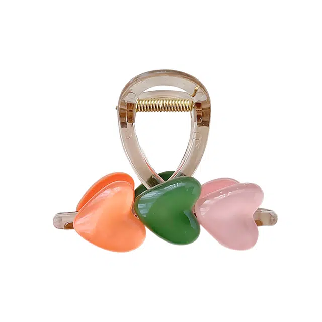 如花梦 甜美风果汁爱心撞色高级感后脑勺盘发 亚克力抓夹 百搭通勤发夹 女款