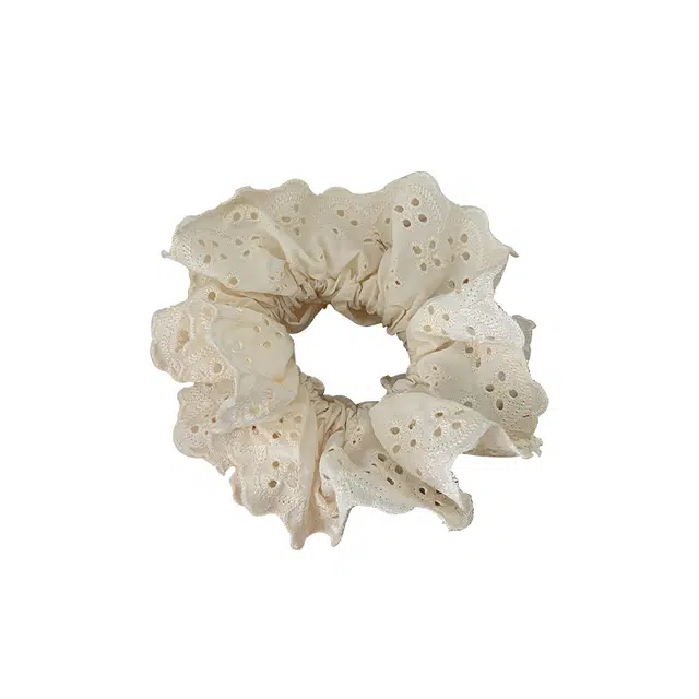 如花梦 花边蕾丝发圈抓夹小众设计感高马尾轻奢盘发发圈 日常百搭发绳 女款