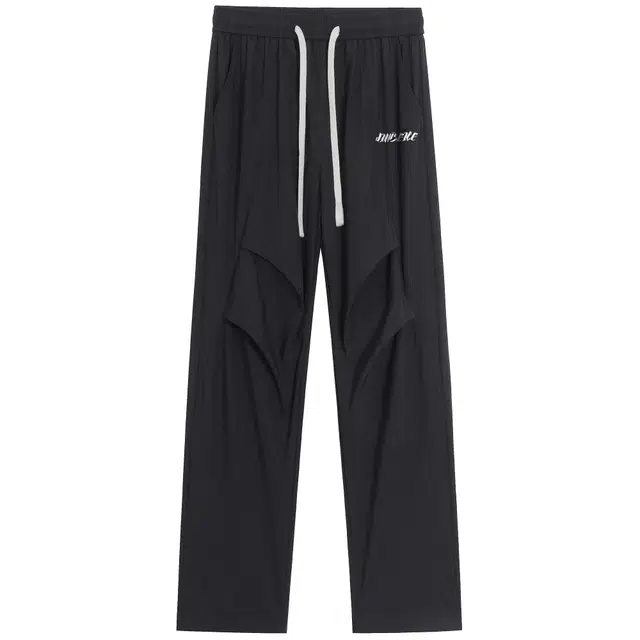 金贝勒 美式高街字母印花系带直筒宽松休闲裤 男女同款