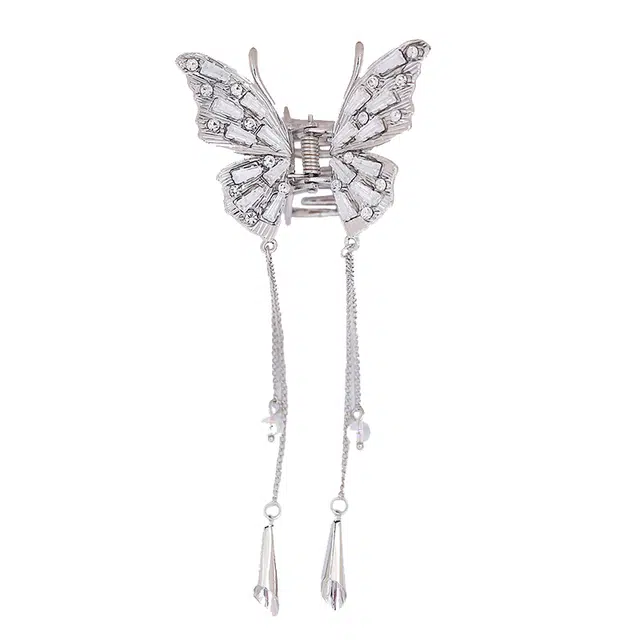 如花梦 新中式国潮清冷气质蝴蝶吊坠流苏发饰抓夹高级感后脑勺鲨鱼夹头饰 国风汉服旗袍发夹 女款