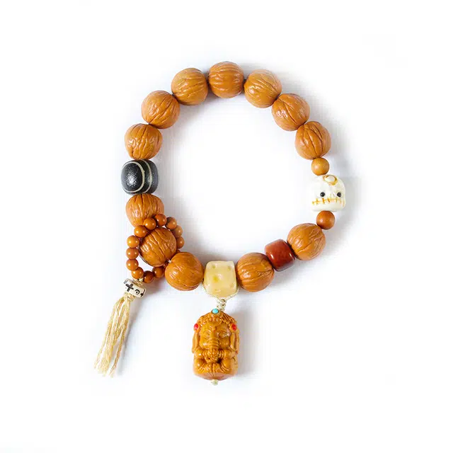 宝罗拉 象神宝宝檀香凤羽转运跑环佛珠盘玩描金阿呆 猴头核桃 手串 男女同款情侣款