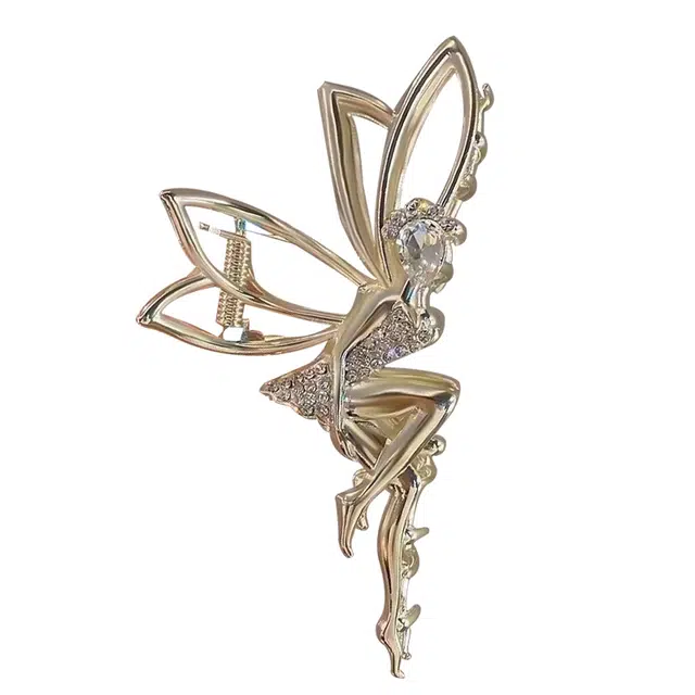 如花梦 精灵女孩轻奢抓夹 优雅高级金属感 小众设计盘发鲨鱼夹 发夹 女款