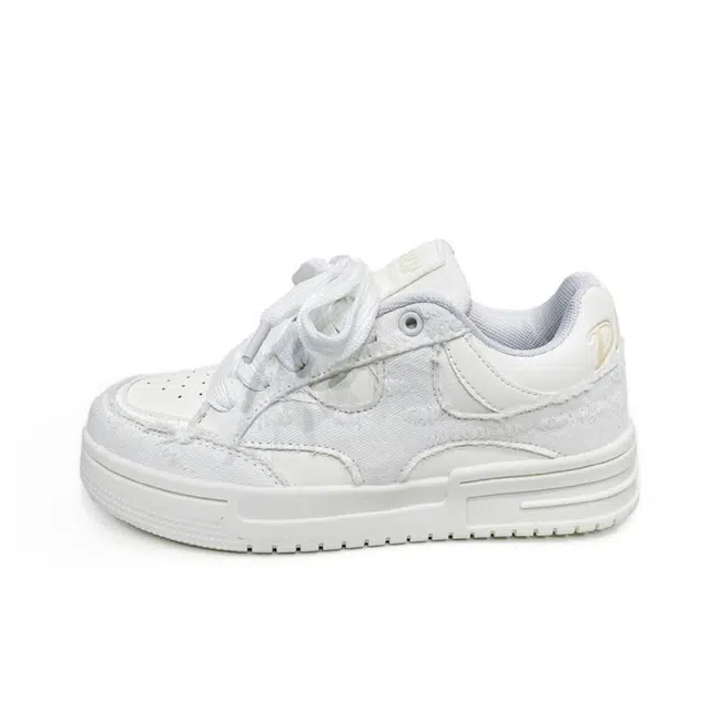 小众潮流加绒休闲运动风 保暖防滑透气 低帮 板鞋 女款 米白色