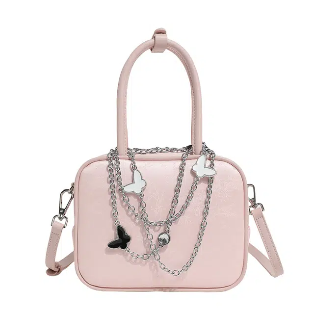 恒源祥 链条装饰经典气质时尚潮流潮酷高贵典雅优雅脱俗清新经典大气手提学生爆款商务斜挎 超纤皮 单肩包 女款