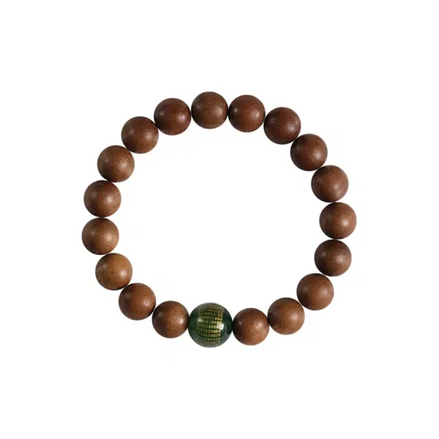 京华录 中式鸡鸣佛转 烫金心经文玩佛珠 古风本命年转运珠国潮汉服旗袍招财纳福守护串珠 玛瑙 木作手串 男女同款情侣款 芭比檀香