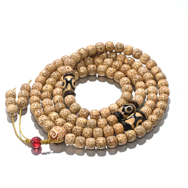 凯真 藏式原创小众民族风三眼天珠转运珠老料鸡油黄 星月菩提 珠串 男女同款情侣款 礼盒