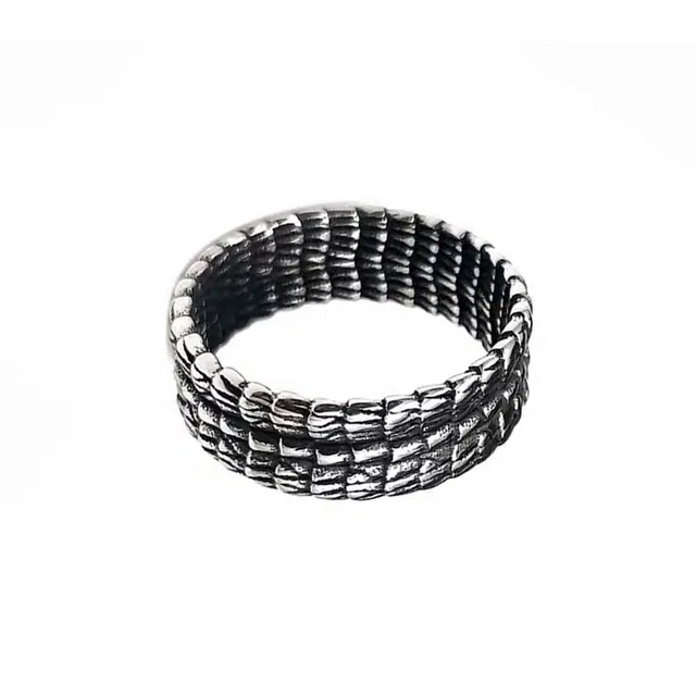 克兰茜 复古风龙骨指环 做旧小众设计高级感 钛钢 戒指 男款 黑色