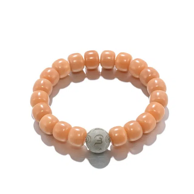 凯真 藏式国风个性六字箴言转运珠 文玩绕指柔盘玩串 白玉菩提菩提根 手串 男女同款情侣款 礼盒