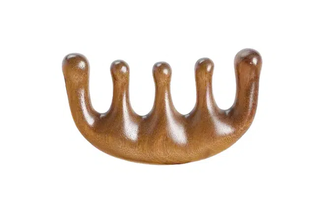 檀欣 国风新中式 五齿圆球按摩梳 家用经络按摩 便携按摩头梳 实木 木作把件 男女同款情侣款 金丝檀木 礼盒装