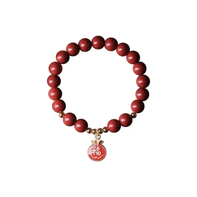 京华录 国风福袋流苏文玩念珠 中式招财纳福盘玩串珠 平安如意 朱事顺意 小众本命年招桃花佛珠 再造辰砂朱砂 手串 男女同款情侣款