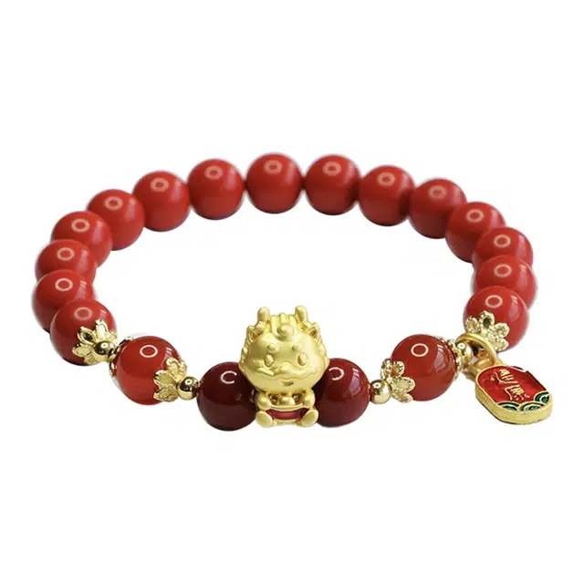 京华录 本命年生肖龙文玩串珠 国风招财纳福好运吉祥念珠 古风单圈招桃花盘玩佛珠 暴富平安 朱砂 手串 男女同款情侣款