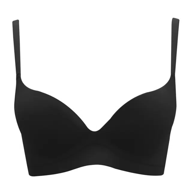 水中花 纯色简约聚拢小胸无痕一片式收副乳防下垂文胸 女款 黑色