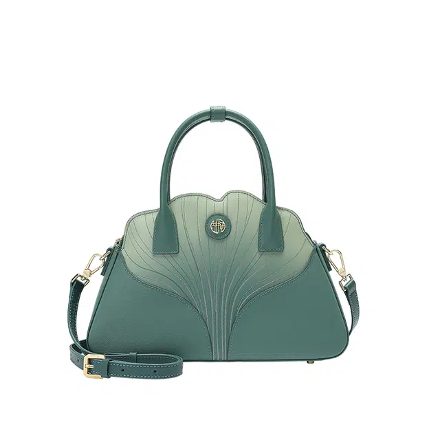 古伊西 银杏起舞新中式杀手包 国风设计刺绣工艺 头层牛皮 手提包 大号 女款 松绿