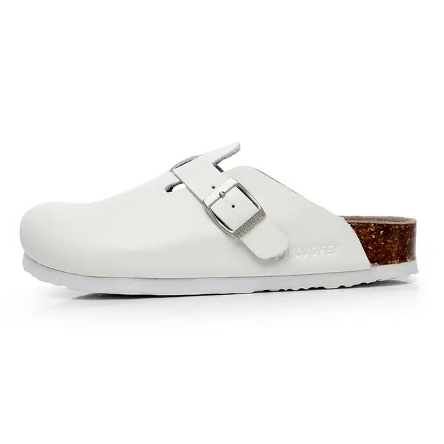 果洛菲 软木拖休闲舒适百搭平底懒人拖半拖情侣光面博肯鞋包头拖鞋 男女同款