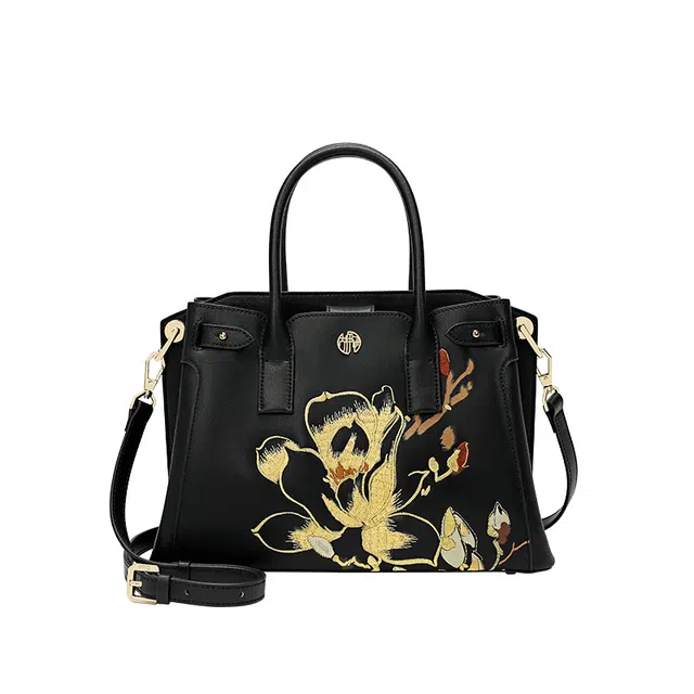 古伊西 新中式小众设计时尚潮流 牛剖层皮革 手提单肩斜挎包 女款