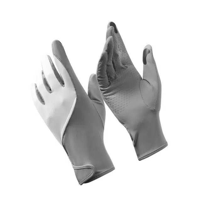 浪莎 夏季户外出行电瓶车登山骑行开车外卖钓鱼掌心防滑冰丝透气全指加长护腕遮阳防紫外线 轻薄款 防晒手套 女款