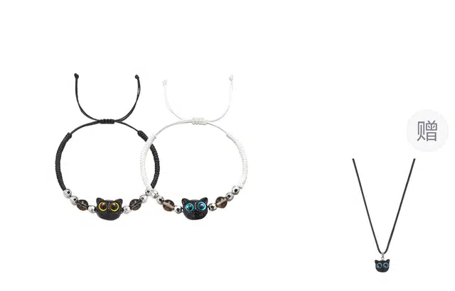 大唐国鼎 可爱猫星人 轻奢小众设计高级感 时尚百搭优雅个性甜美温柔浪漫可爱气质  织物 手链 男女同款情侣款