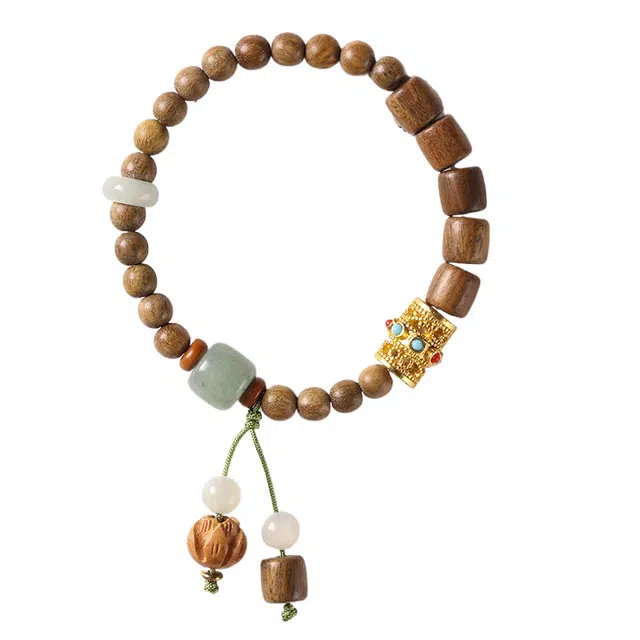 九隆古 学业有成 考试考研上岸 复古文艺风森系禅味新中式国潮佛珠 事事如意 招财纳福 檀木 手串 男女同款情侣款 绿檀