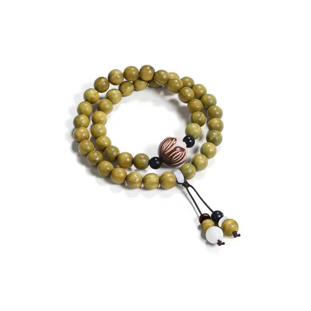 月岚 莲花双圈 新中式古风 多圈叠带 绕指柔 菩提 木作手串 男女同款情侣款 绿檀