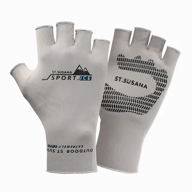 俞兆林 钓鱼路亚竞技遮阳外卖开车骑行钓鱼登山下地干活冰丝速干半指遮阳防紫外线掌心防滑 锦纶 防晒手套 男款