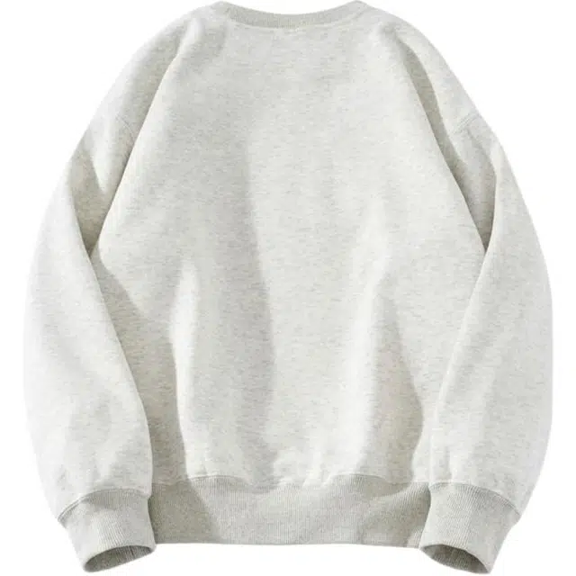 快鱼 美式复古基础款简约学院风潮流宽松休闲百搭无性别主义运动舒适圆领套头落肩长袖卫衣 男女同款