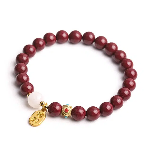 万娜 复古国潮小众设计 鸿运当头 紫气东来 招财纳福转运珠 朱砂 玉石手串 男女同款情侣款