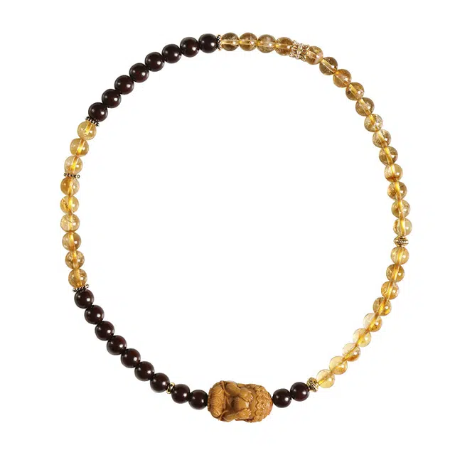 京华录 国风月下精灵招桃花转运珠 新中式双圈叠戴盘玩 古风不看小佛文玩串珠 招财纳福 水晶 木作手串 男女同款情侣款 紫檀