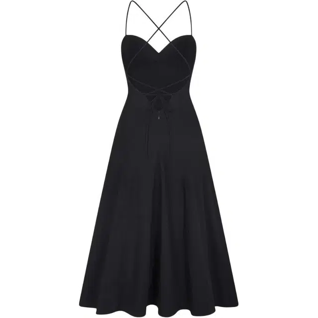 Khy SS24 DROP 007 Poplin Low Back Midi Dress A Black
