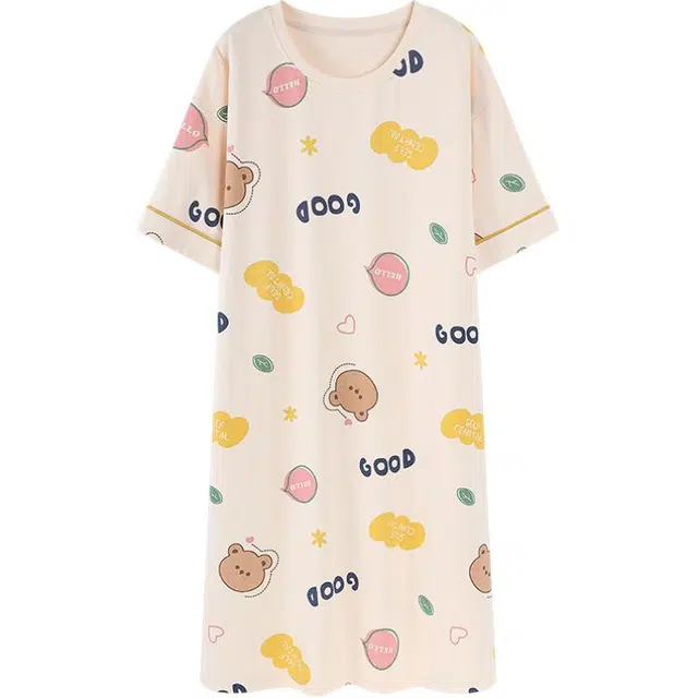 浪莎 短袖可外穿卡通休闲睡裙 女款 夕颜
