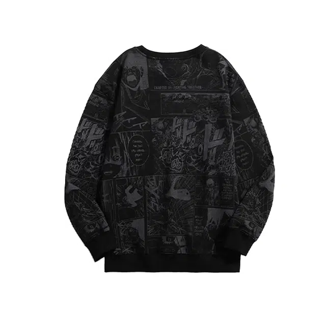 赞仕 小众漫画印花百搭宽松二次元动漫长袖卫衣 男女同款