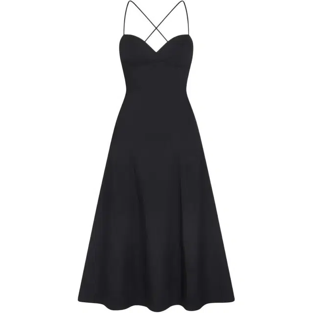 Khy SS24 DROP 007 Poplin Low Back Midi Dress A Black