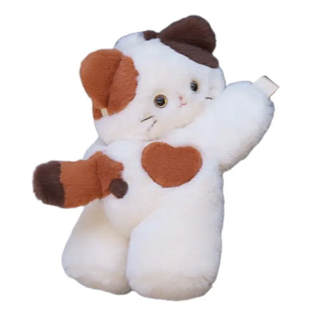 抱竹 古力古力 三花猫趴趴包 可爱百搭包包 聚酯纤维 双肩包 女款 白色