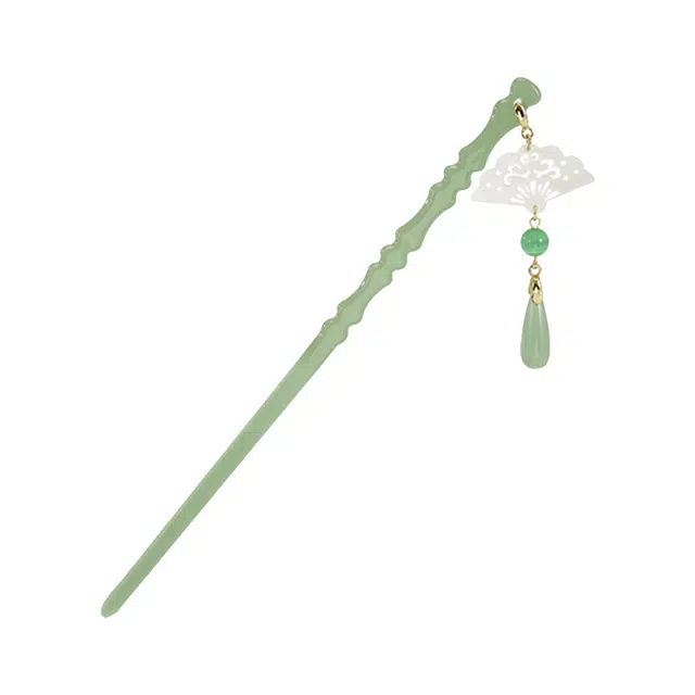 妖娆猫 气质明星同款古风流苏步摇发财簪子女新中式国风竹节扇形盘发头饰汉服发饰旗袍配饰高级感 发簪 女款