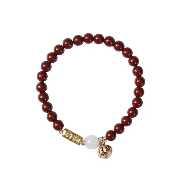 京华录 朱事顺利好运红色串珠 鸿运当头 平安纳福福袋 小众轻奢招桃花盘玩 朱砂 玉石手串 男女同款情侣款