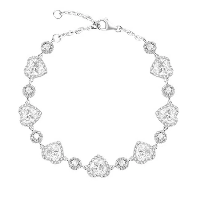 万娜 怦然心动爱心恋语拼接爱心甜美风轻奢小众饰品 合金 手链 女款