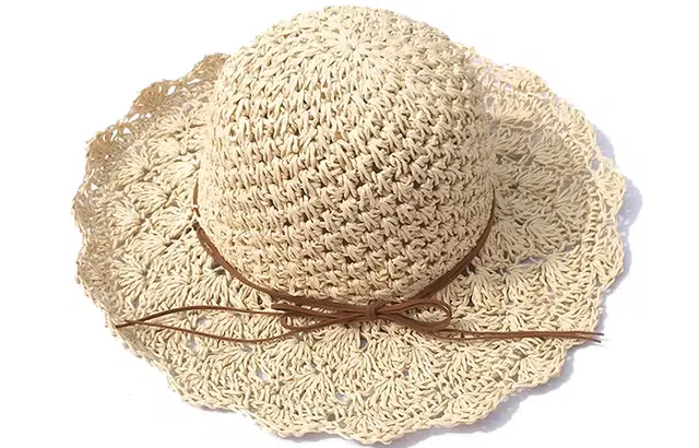 优幽兰 时尚百搭夏季遮阳镂空草编帽透气可折叠太阳帽海边度假出游沙滩帽大帽檐显脸小遮阳帽拍照打卡赫本风 纤维素 防晒帽 女款