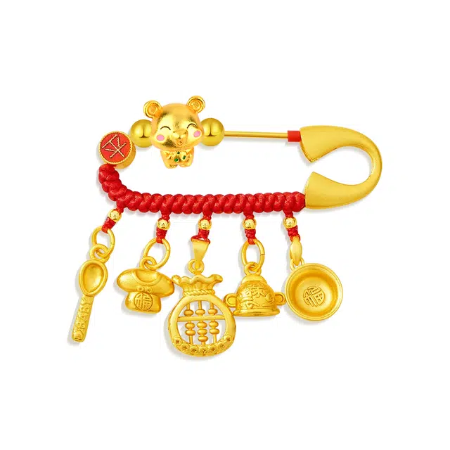 谧月珠宝 十二生肖 新中式小众国潮复古寓意平安纳福 孕妇别针宝宝外出防惊吓随身挂件 胸针 男女同款情侣款