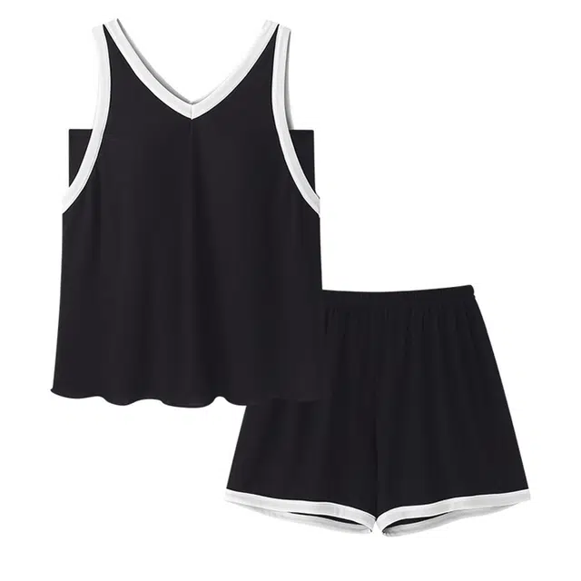 桔内 带胸垫薄款舒适亲肤无袖上衣三分裤家居服睡衣套装 女款
