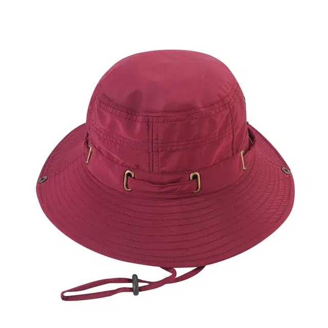 浪莎 春夏季酒红色简约时尚可折叠便携式大帽檐户外遮阳防晒防紫外线 聚酯纤维 登山帽遮阳帽 男女同款情侣款