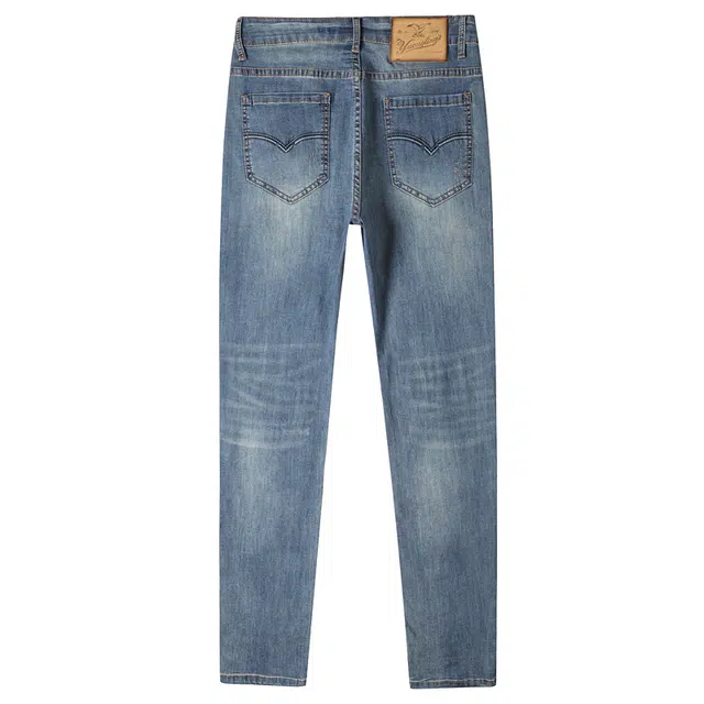 雅鹿 复古潮流弹力时尚百搭直筒修身休闲长裤牛仔裤 男款 牛仔蓝