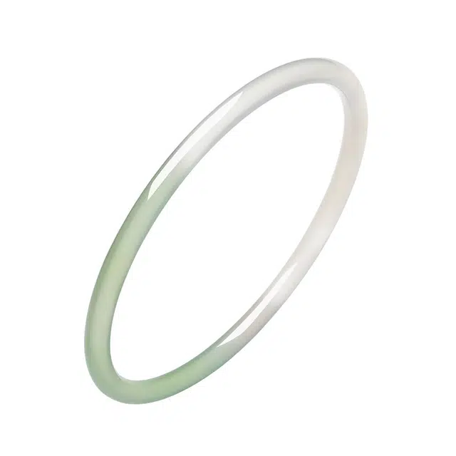 六桂福珠宝 水墨烟雨 国风复古汉服旗袍 古风古韵 皎皎月光 玉髓 玉石手镯 女款