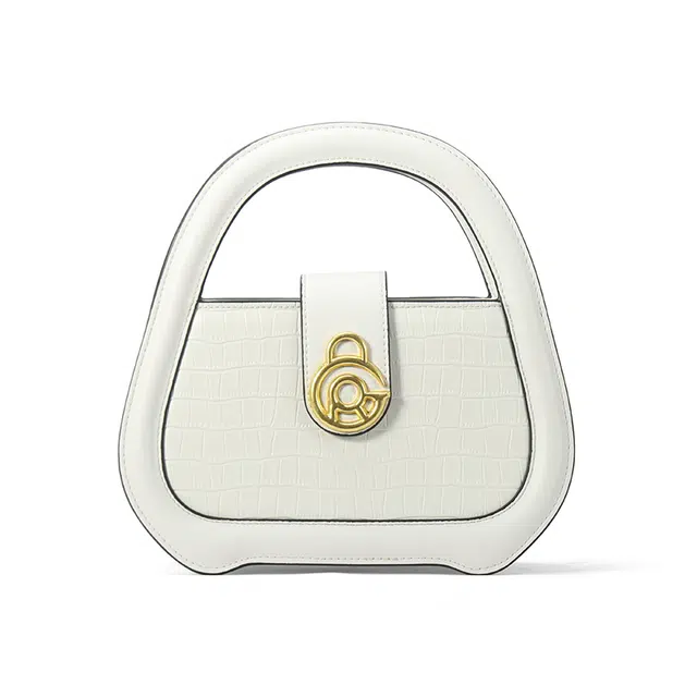 古袋人 独立设计复古风鳄鱼纹小众质感潮流百搭 牛皮 手提单肩包 女款 黑色/奶白色