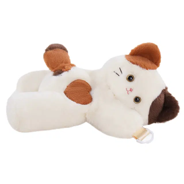 抱竹 古力古力 三花猫趴趴包 可爱卡通包包 聚脂钎维 双肩包 大号 男女同款情侣款 白色