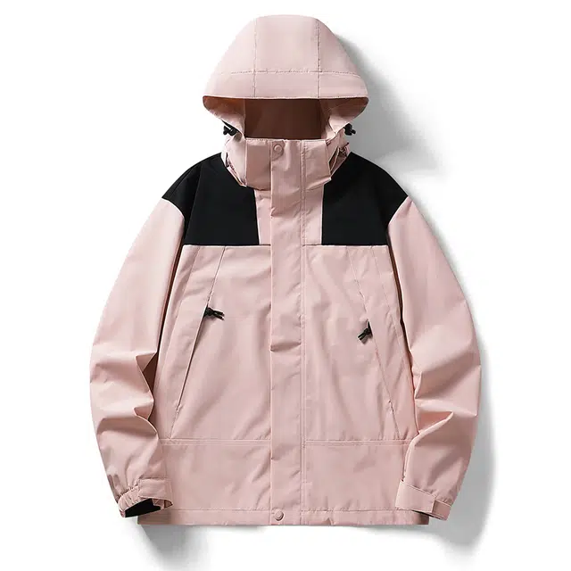 金贝勒 户外撞色拼接休闲可脱卸帽登山服休闲运动风衣机能冲锋夹克外套 男女同款