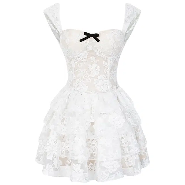 玉儿恋 法式纯色少女感蕾丝蓬蓬裙多种设计款式吊带连衣裙 女款 精致礼盒装