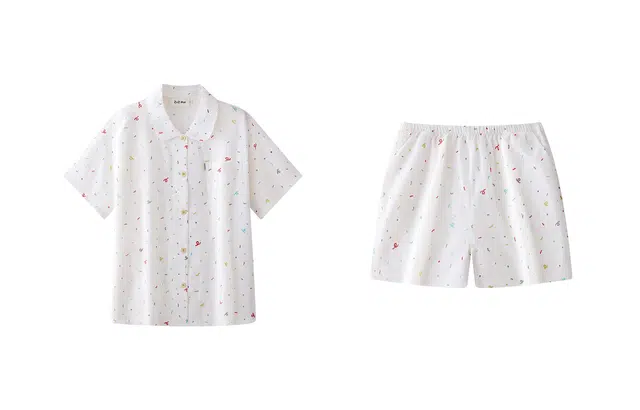 侘町 舒适透气简约小众短袖三分裤可外穿睡衣套装 女款 白色