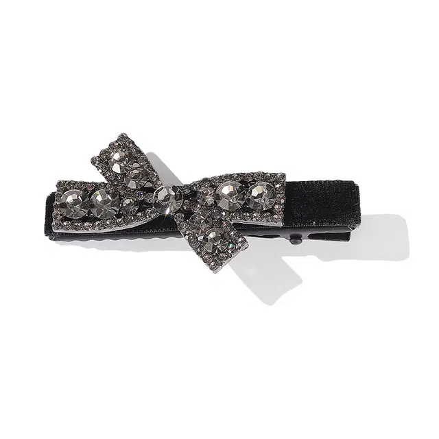 如花梦 水钻蝴蝶结精致碎高级感轻奢丝绒刘海夹前额侧边夹 发夹 女款